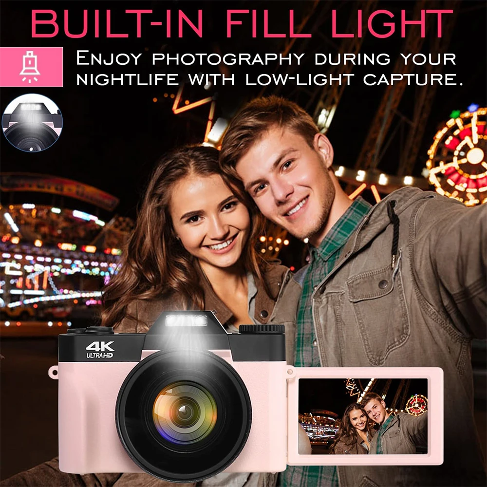 Flip Screen Digital Photo Camera 56MP 4K Photography Camcorder Vlog Selfie Video Camera Youtube Livestream Wide Angle Macro Lens - Image 5